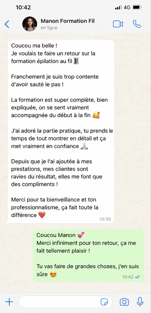 Capture d'écran du témoignage de Manon, esthéticienne ayant augmenté son chiffre d'affaires grâce à la formation Fil
